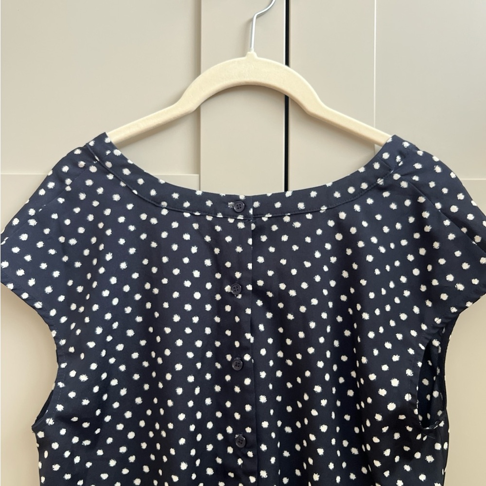 Aqua Navy and White Polka Dot Jumpsuit